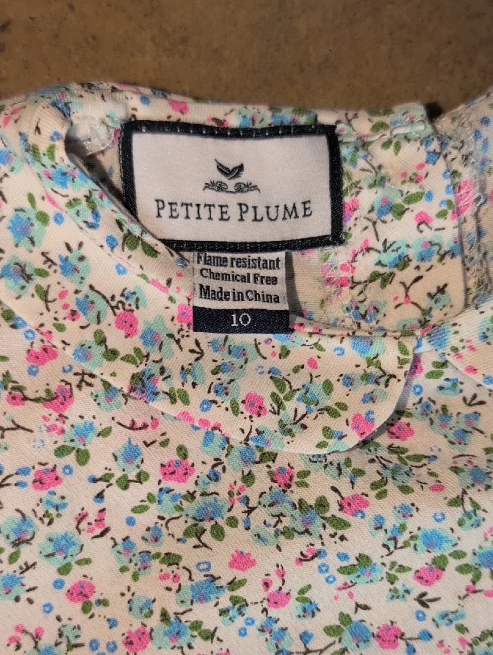 Petite Plume girl's nightgown. Blue and pink floral. Size 10. - Picture 2 of 4
